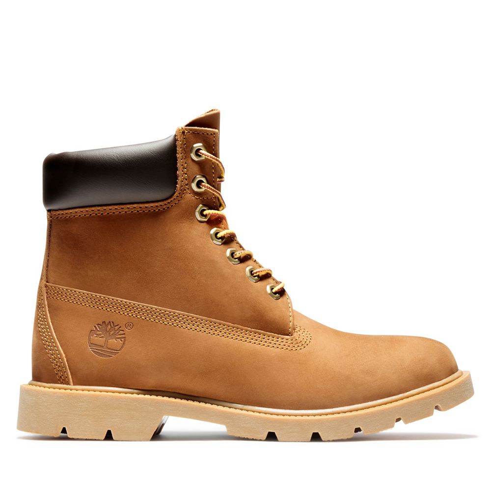 Timberland Μποτες Χιονιού Ανδρικα Καφε - 6-Inch Basic Waterproof W/Padded Collar - Greece 6319074-HF